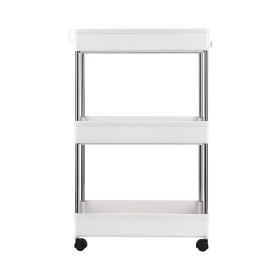 3-Tier Slide Out Storage Cart Rolling Utility Cart Storage Shelf Rack Mobile Storage Organizer Shelving for Office, Kitchen, Bedroom, Bathroom