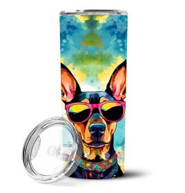 Doberman Pinscher Hippie Dawg Stainless Steel Skinny Tumbler Vacuum Double Walled Reusable Insulated Tumbler Travel Cup for Coffee Cocktails Gift with