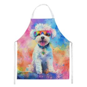 Bichon Frise Hippie Dawg Apron Cooking Kitchen Server Baking Crafts Gardening for Adult Women Men, Unisex, Large, Multicolor