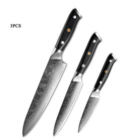 Japanese Damascus steel knife kitchen knife fruit knife (Option: Three piece set)