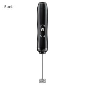 Handheld Electric Milk Frother Egg Beater Maker Kitchen Drink Foamer Mixer Coffee Creamer Whisk Frothy Stirring Tools (Color: Black)