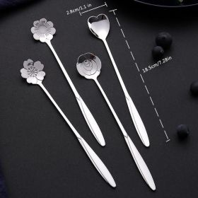 4pcs/set Coffee Scoop; Ice Cream Dessert Scoop; Stainless Steel Long Handle Mug Stirring Spoon (Color: Silvery, size: 4PC Set)