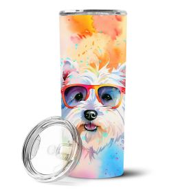 Westie Hippie Dawg Stainless Steel Skinny Tumbler Vacuum Double Walled Reusable Insulated Tumbler Travel Cup for Coffee Cocktails Gift with Lid, 20 oz (Default: Default)