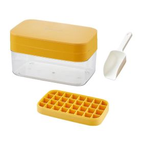 Custom Silicone 32 grids whiskey Small Square ice cube mold tray with box (Color: Yellow)